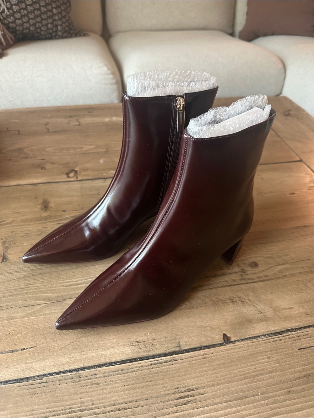 Steve Madden Ashli Wine Leather Ankle Boots - Picture 2 of 7